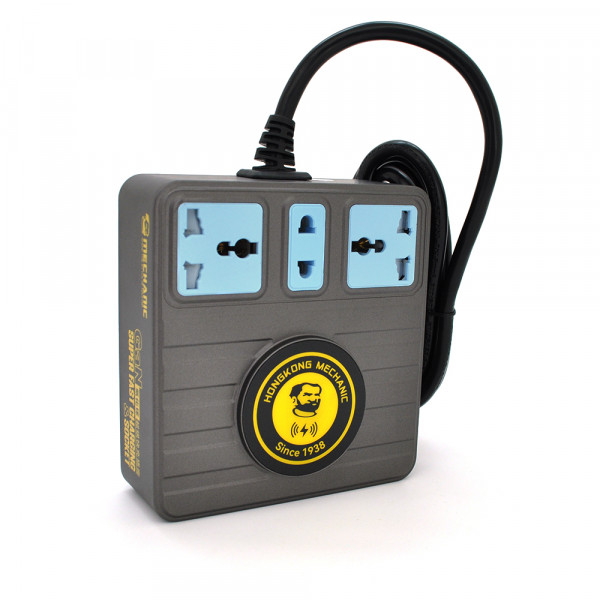 Зарядні станція з цифровою індикацією MECHANIC S-Power, 3*PD3.1-100W, QC3.0-15W, USB-A. Wireless Charging, 3*Socket, 220V/135W. 125*131*54mm