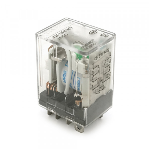 Реле електромагнітне CHINT JQX-13F(D)/2Z, DC24V, контактна група 2CO+2NO, (0,9~1,2) Вт, номінальний струм 10А, котушка 640×(1±10%)Ом, 27,5*21,5*35,5мм