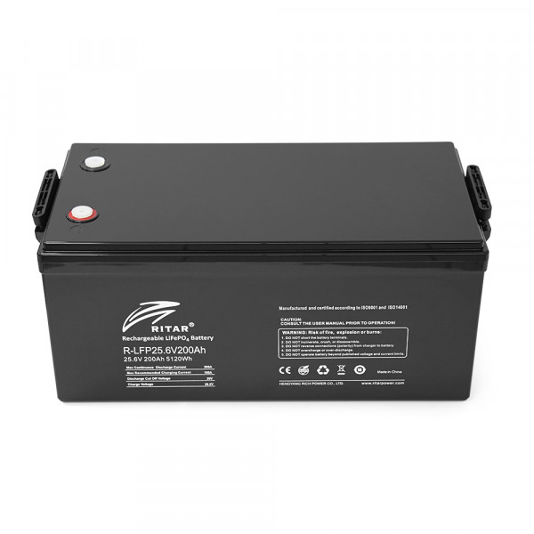 Акумуляторна батарея Ritar LiFePO4 25,6V 200Ah BMS100A@8S (522 х 240 х 219) Q1