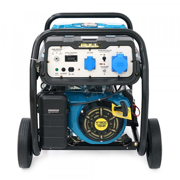 Генератор бензиновий FULL FGL 8000LE, 1-фазний 230V, 50Hz, 8.1kVA/6.5kW, бак 28 л, витрата 2.6 л/год, пуск: ручний/стартер (без АКБ), 720х530х610 мм, 78 кг