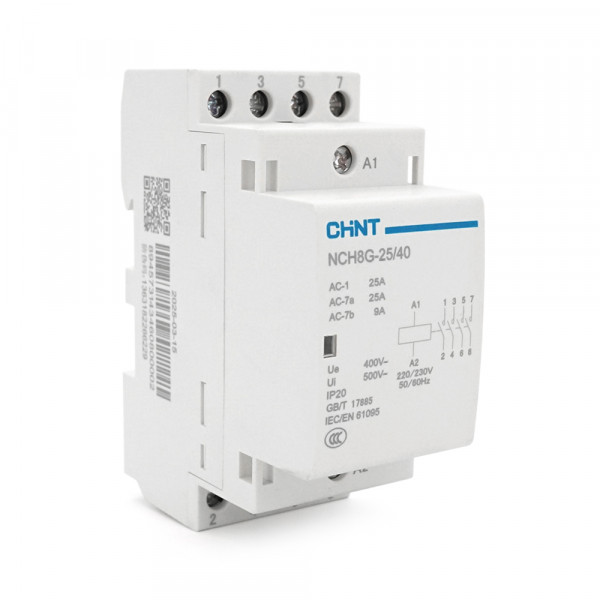 Контактор CHINT NCH8-25/40 220V,25А, 16kW, 4NO, на DIN-рейку, 85*65,5*36мм