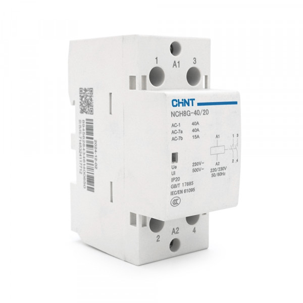 Контактор CHINT NCH8-40/20 220V,40А, 7.5kW, 2NO, на DIN-рейку, 85*65,5*36мм