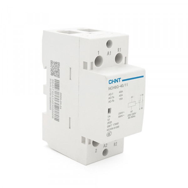 Контактор CHINT NCH8-40/11 220V,40А, 7.5kW, 1NC+1NO, на DIN-рейку, 85*65,5*36мм
