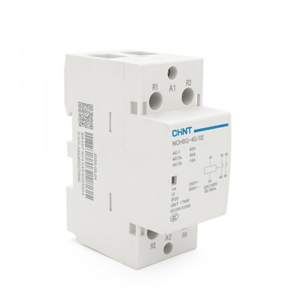 Контактор CHINT NCH8-40/02 220V,40А, 7.5kW, 1NC, на DIN-рейку, 85*65,5*36мм