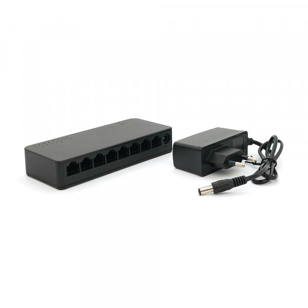 Комутатор Merlion MG1008 8 портів Ethernet 10/100/1000 Мбіт/сек. пластик DC 5V. Блок живлення у комплекті