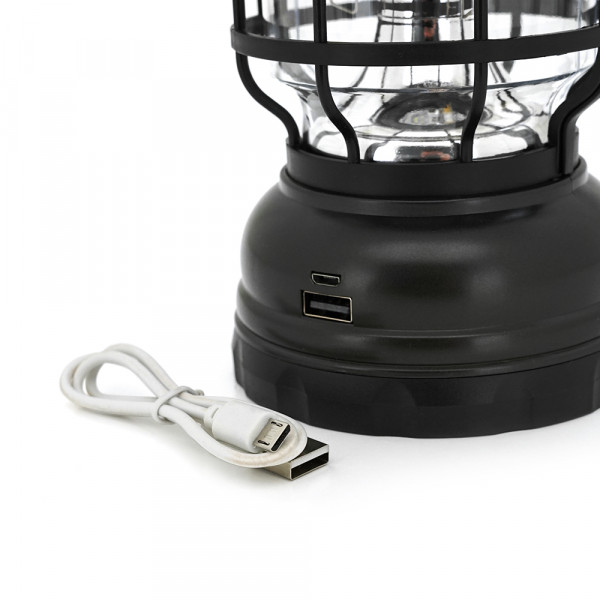 Лампа-ліхтар SW-1933T, 3LED, диммер, корпус-пластик, ударостійкий, USB кабель + Solar, акум 18650, Black, BOX