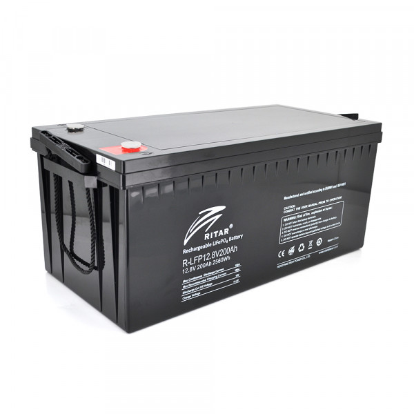 Акумуляторна батарея з bluetooth Ritar LiFePO4 12,8V 200Ah 2560Wh BMS100@4S ( 522 х 240 х 219 (224) ) Q1