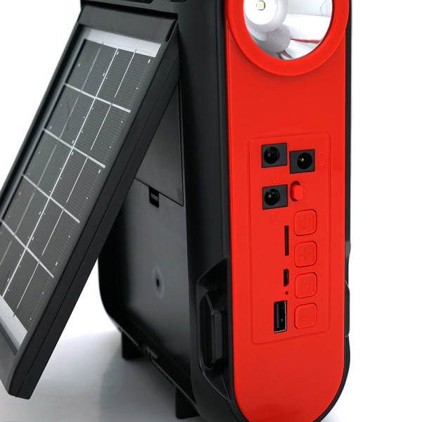 Ліхтар переносний JY-108+Solar+FM+TF, 50 SMD LED+1 COB, 2 лампи дод. освітлення, 2 режими, заряд від 5V, батарея 3*18650, Box