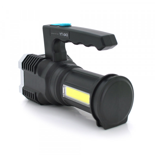 Ліхтар пошуковий Portable Lamp YT-81043, 4LED T6+COB, 5W, 3+1 режим, 1200mah, Black, IP40, USB кабель, 140х70х90мм, BOX