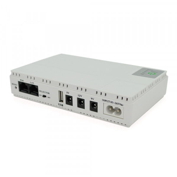 ДБЖ UPS-18W DC1018P для роутерів/комутаторів/PON/POE-430, 5//9/12V, 1A, 10400MAh(4*2600MAh), White, BOX