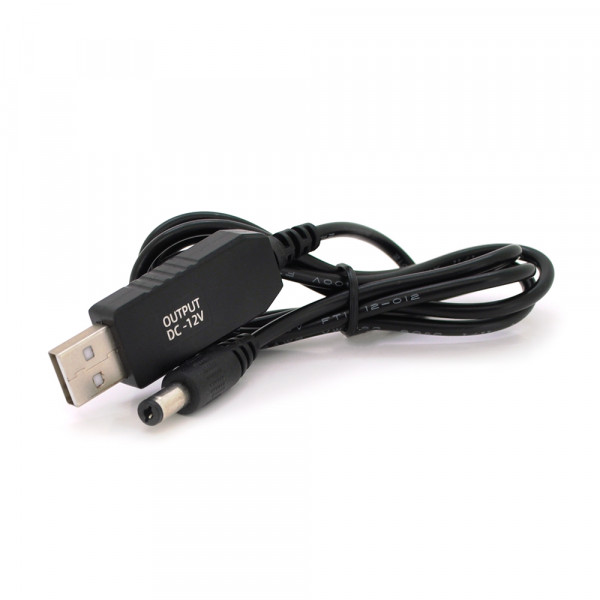 Кабель для роутера 5.5/2.5(5.5/2.1)mm(M)=> USB2.0 (Out:12V), 1м, Black, OEM