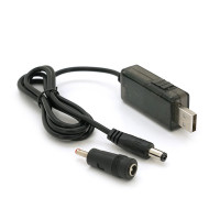 Кабель для роутера 5.5/2.5mm(M)=> USB2.0 (Out:12V/9V)+перехідник 5.5/2.5mm(F)=> 3.5*2.0(M), 1м, Black, OEM