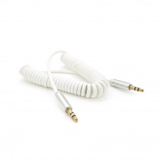 Кабель AUX Audio DC3.5 тато-тато 1.5м пружина, CCA Stereo Jack, (круглий) White cable, Box