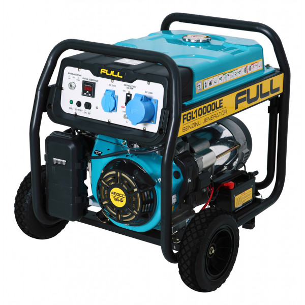 Генератор бензиновий FULL FGL 10000LE, 1-фазний 230V, 50Hz, 10kVA/8kW, бак 28 л, витрата 3 л/год, пуск: ручний/стартер (без АКБ), 720х530х610 мм, 96 кг