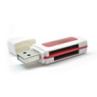 Кардридер універсальний 4в1 MERLION CRD-5RD TF/Micro SD, USB2.0, RED, OEM Q50
