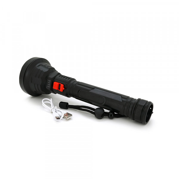 Ліхтар ручний Bailong BL-826, 1LED, OSL LED, 3W, 3 режими, вбудований АКБ/2000mah, Black, IP44, кабель USB-micro, 260х82х36мм, BOX