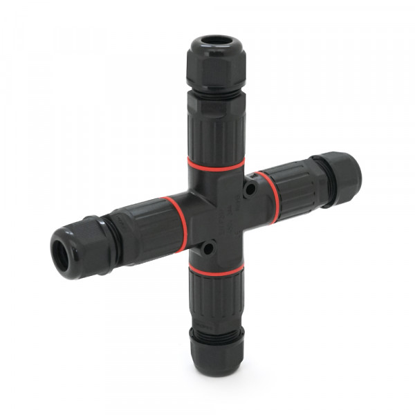 Кабельний T-розгалужувач EW-P20T-3P, під кабель 5-9 мм, 16A, 450V, Black