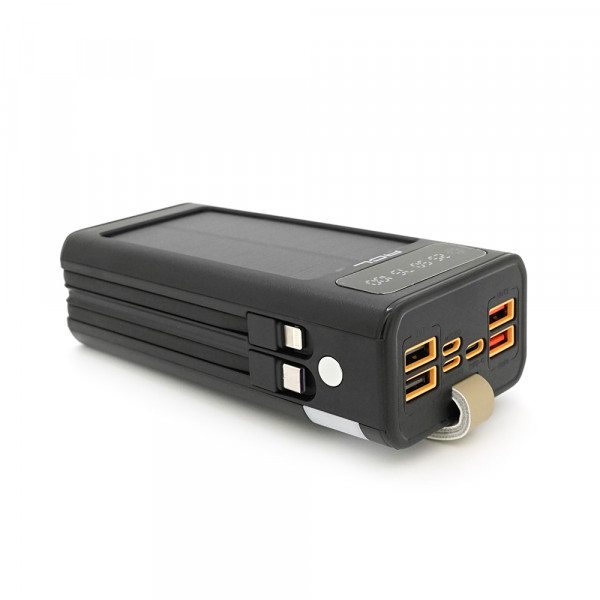 Powerbank ACL PW-90 30000mAh, SOLAR, Кабель TypeC + Lighting, 0,72kg, Black, Box