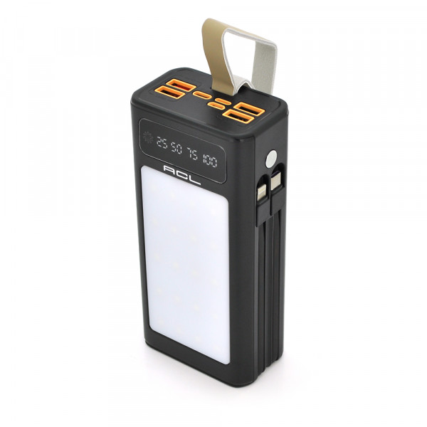 Powerbank ACL PW-90 30000mAh, SOLAR, Кабель TypeC + Lighting, 0,72kg, Black, Box
