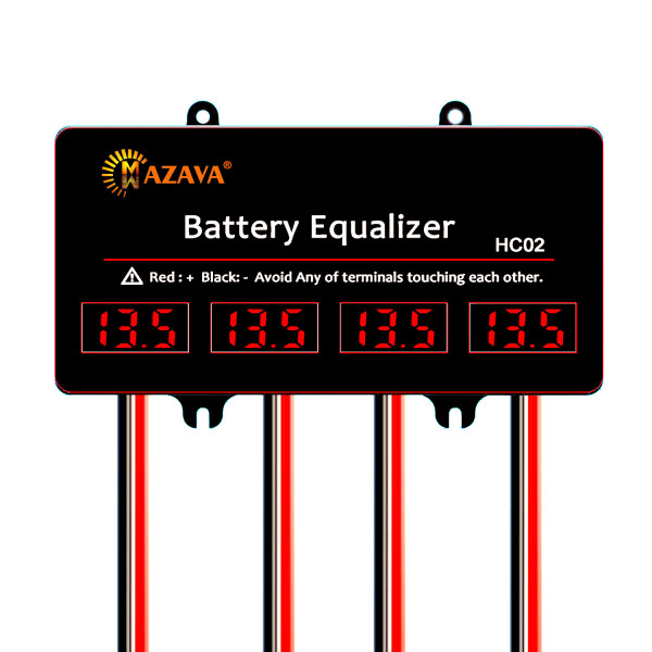 Балансир HC02 для акумуляторних батарей AGM, GEL, Li-ion, LiFePo4, 48V, 10A, 4S, LED індикація, 62x124x27mm