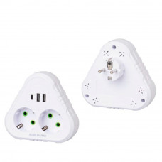 Розетка трійник із заземленням F203-White, 2 розетки+2USB+1Type-C, 2500W, 10A, 110-250V~Max, Blister