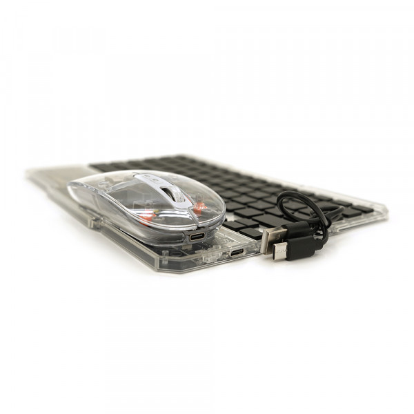 Бездротовий комплект YT-KB333 (KB+Mouse), (Eng / Pyc), 2.4G, 78 клавіш, Black/Transparent, Box