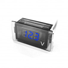 Цифровий вольтметр DY-B, діапазон вимірювань 12-24V, 49x18x26 mm, Blue