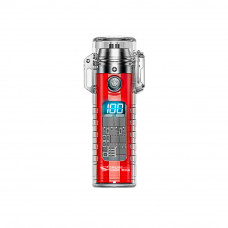 Запальничка дугова з ліхтариком KY-RD, LED 3 режими, Li-ion 260mAh, Type-C, IP56, 95x28mm, Red, BOX