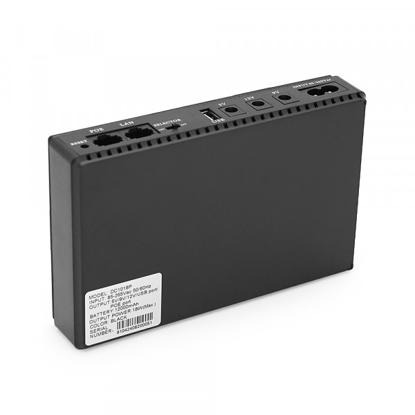 ДБЖ UPS-18W DC1018P для роутерів/комутаторів/PON/POE-430, 5//9/12V, 1A, 12000MAh(4*3000MAh), Black, BOX