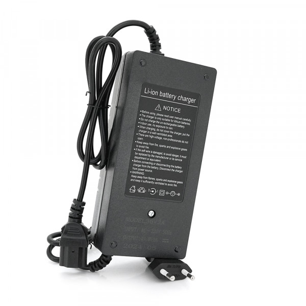 Зарядний пристрій для акумуляторів LiFePo4 36V(43.8V),12S,2A, штекер Triangle plug (T-tipe/C13/IEC), з індикацією/ 160x73x45 мм