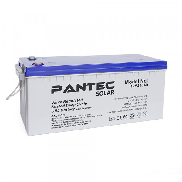 Акумуляторна батарея PANTEC  200-12 GEL 12V 200 Ah (522 x 240 x 224), 60.3 kg Grey Q1/48