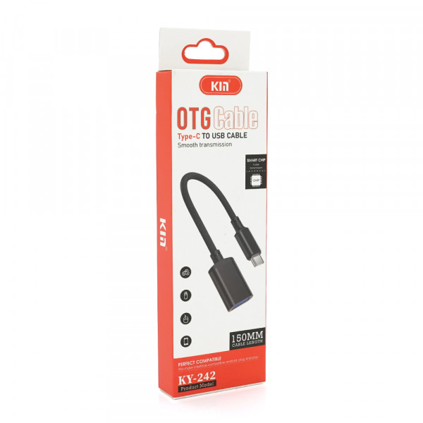 Перехідник KIN KY-242 USB2.0(AF) OTG - Type-C(M), 0.15m, Black, Box