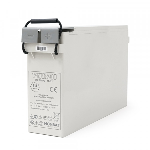 Акумуляторна батарея MONBAT FRONT TERMINAL 12MVR200 AGM 12V/200 Ah, 555x125x316 мм, 59.2 кг