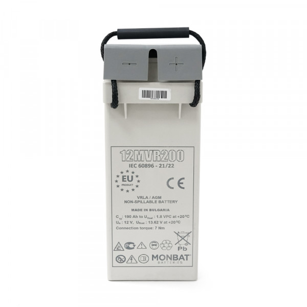 Акумуляторна батарея MONBAT FRONT TERMINAL 12MVR200 AGM 12V/200 Ah, 555x125x316 мм, 59.2 кг