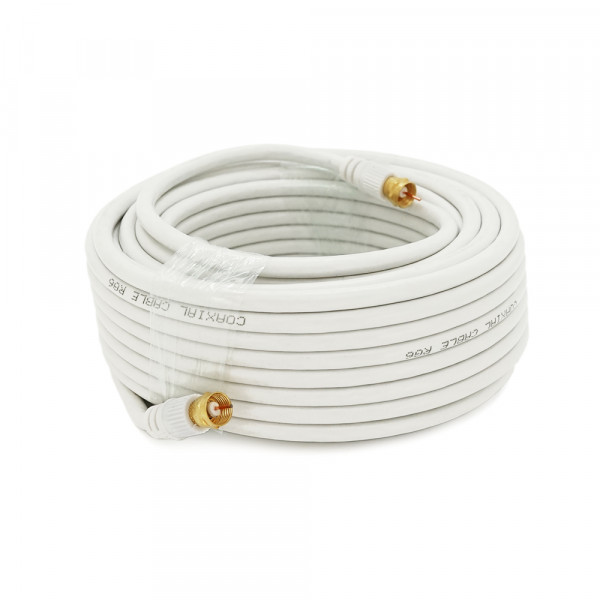 Патчкорд коаксіальний RG6 TV-50WH, gold connector RG59, 15m