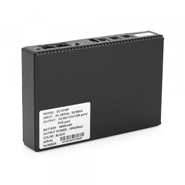 UPS-18W для роутерів/комутаторів/PON/POE-430, 5//9/12V, 1/2A, Li-ion 8800MAh, Black, BOX