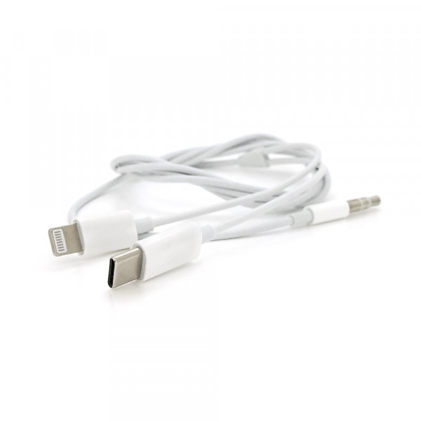 Кабель-перехідник JH-CM32 Jack 3.5mm(M) => Lighting(M)+Type-C(M), 1м, White, Box