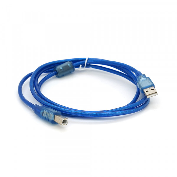 Кабель USB 2.0 RITAR AM / BM, 1.5m, 1 ферит, прозорий синій Q250