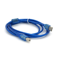 Кабель USB 2.0 RITAR AM/BM, 1.8m, 1 ферит, прозорий синій Q250