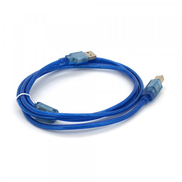 Кабель USB 2.0 RITAR AM/BM, 1.8m, 1 ферит, прозорий синій Q250