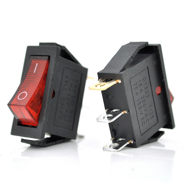 Перемикач ON-ON KCD3-102N, 250VAC / 15A, 3 контакта, Red, Q200