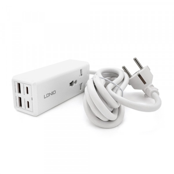 Мережевий фільтр LDNIO SС1418, 1 Розетка + 2 USB +2 Type-C, 2 м, перетин 3х0, 75мм, White, Box
