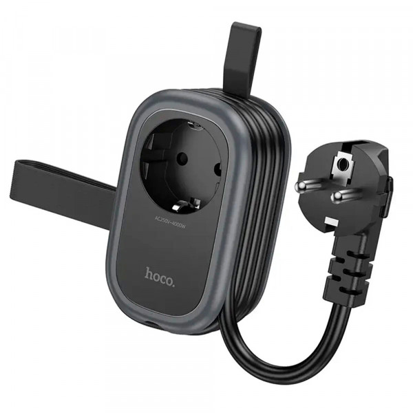 Фільтр HOCO NS7 на 1 розетку + 2 USB+ USB-C, 20W, кабель 1.1м, 220В, Black, Box