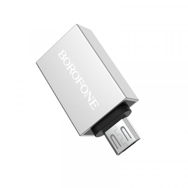 Перехідник Borofone BV2 USB2.0(F) => Micro(M), Silver, Blister