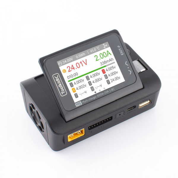 Зарядний пристрій ToolkitRC M9 600Вт, тип АКБ LiPo, LiHv, Li-ion, NiMh, LiFe, Pb, USB iнтерфейс, XT60, вхiд 7-35В, вес 235г, без БЖ