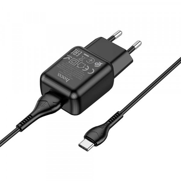 Набір СЗУ 110-240V HOCO C96A+ кабель Type-C, 1xUSB, 2.1A, кабель 1м, Black, Blister