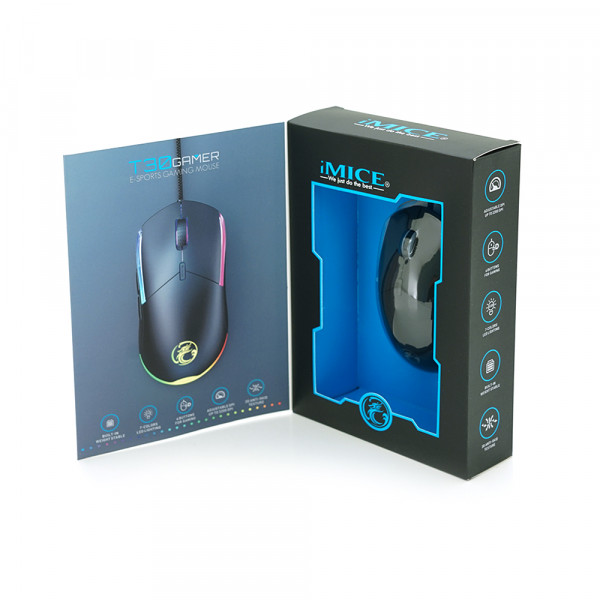 Миша провідна iMICE T30, 6 кнопок, 800/1200/1600/3200 DPI, Led Lighting, 1,5м, Windows XP/Vista/Win7/8/10 Mac OS X, Black, COLOR BOX, Q40