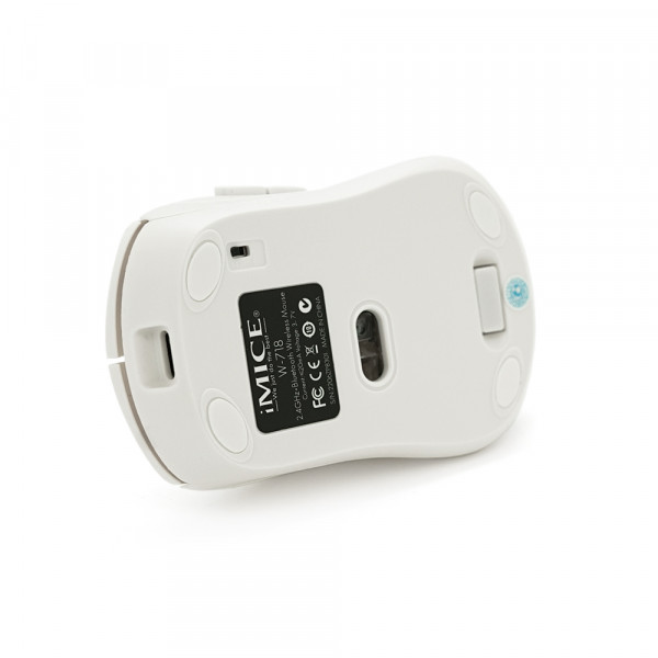 Миша бездротова iMICE W-718, 6 кнопок, 800/1200/1600 DPI, 2.4Ghz, Bluetooth, 10м, Windows XP/Vista/Win7/8/10 Mac OS X, Rechargable, White, BOX, Q100