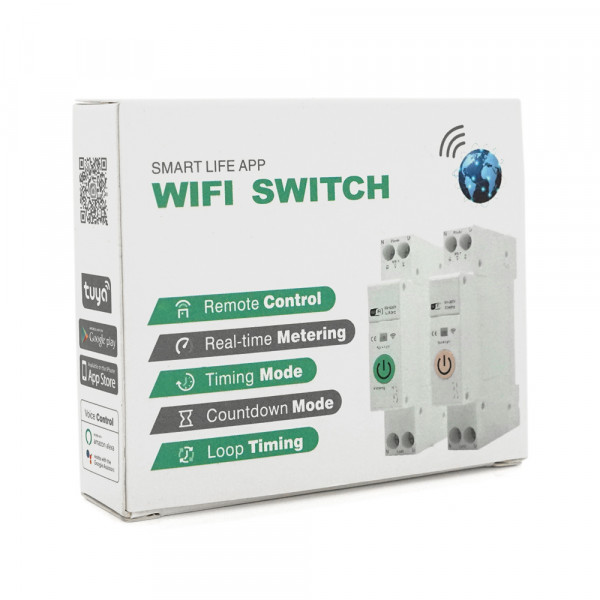 WI-FI вимикач-реле на DIN рейку 40А з вимірюванням струму та напруги, захистом від перенапруги