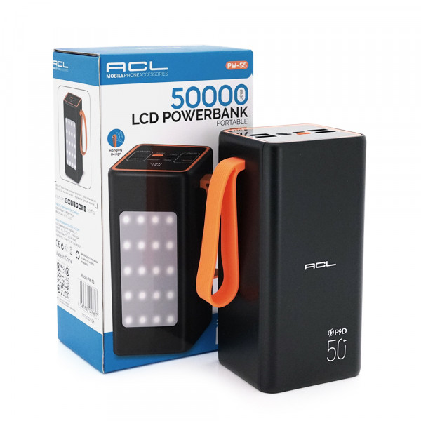 Powerbank ACL PW-55 50000mAh, PD 22.5W, 1,0 kg, Black, Blister